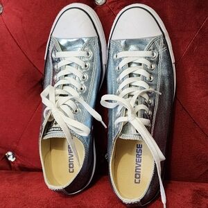 Converse Women's Ice Blue Metallic Sneakers Size 10 W / 8 M